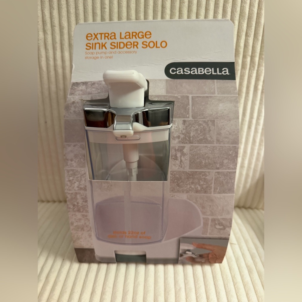 Casabella Sink Sider Solo Soap Pump Dispenser - White & Chrome